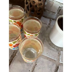 Vintage Libby Flora 70's Classic Flower Power Retro MCM Fun 16oz Set of 4 Glass